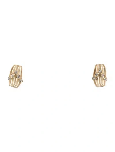 Pre-owned Earrings 14k Diamond Heart Motif Earclip  In Multi