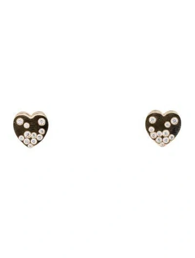 Pre-owned Earrings 14k Diamond Heart Stud  In Multi