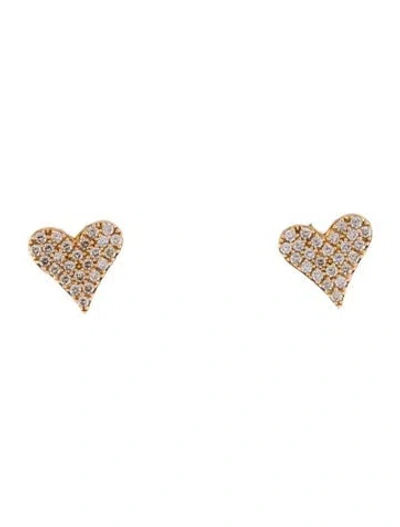 Pre-owned Earrings 14k Diamond Heart Stud  In Multi