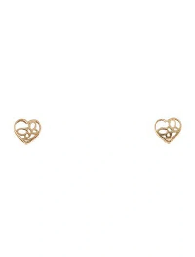 Pre-owned Earrings 14k Diamond Heart Stud  In Multi