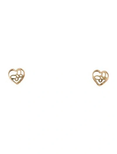 Pre-owned Earrings 14k Diamond Heart Stud  In Multi