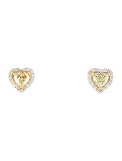 Pre-owned Earrings 14k Diamond Heart Stud  In Multi
