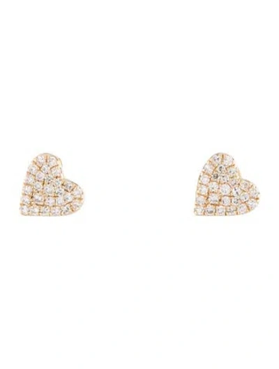 Pre-owned Earrings 14k Diamond Heart Stud  In Multi