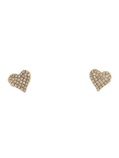 Pre-owned Earrings 14k Diamond Heart Stud  In Multi