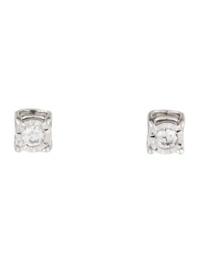 Pre-owned Earrings 14k Diamond Hidden Halo Stud  In Multi