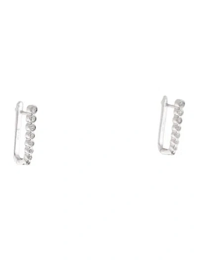 Pre-owned Earrings 14k Diamond Hoop  In Multi