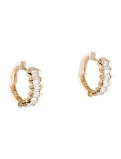 Pre-owned Earrings 14k Diamond Hoop  In Multi