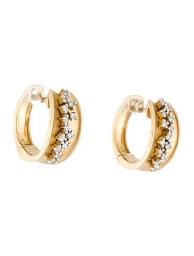 Pre-owned Earrings 14k Diamond Hoop  In Multi