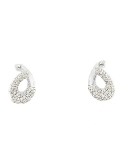 Pre-owned Earrings 14k Diamond Hoop  In Multi