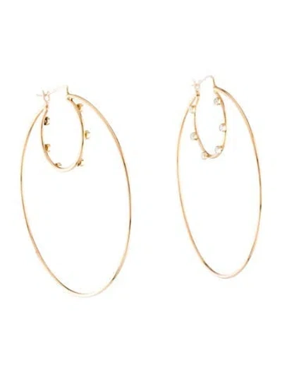Pre-owned Earrings 14k Diamond Hoop  In Multi