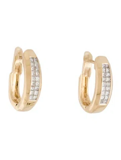 Pre-owned Earrings 14k Diamond Hoop  In Multi