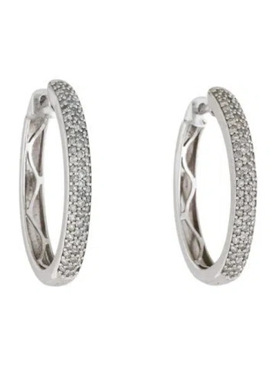 Pre-owned Earrings 14k Diamond Hoop  In Multi