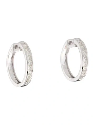 Pre-owned Earrings 14k Diamond Hoop  In Multi