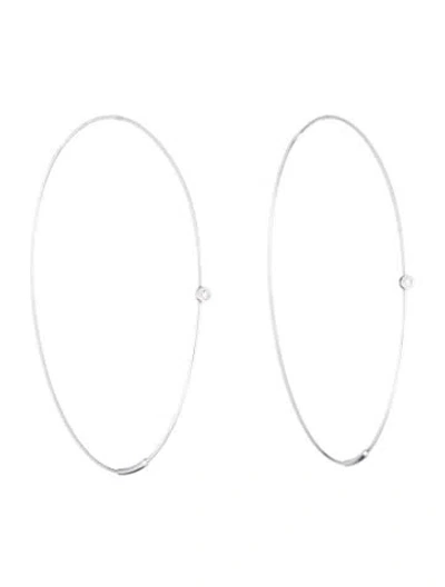 Pre-owned Earrings 14k Diamond Hoop  In Multi