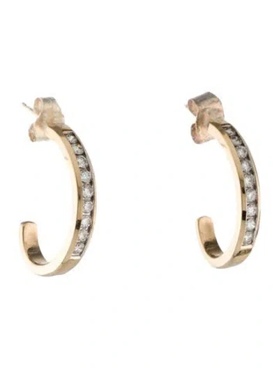 Pre-owned Earrings 14k Diamond Hoop  In Multi