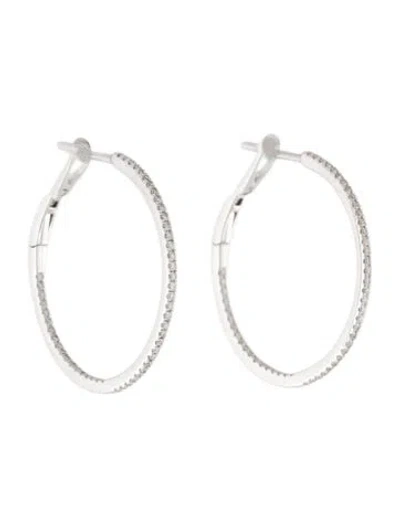 Pre-owned Earrings 14k Diamond Hoop  In Multi