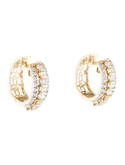 Pre-owned Earrings 14k Diamond Hoop  In Multi