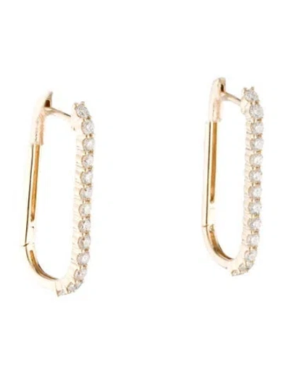 Pre-owned Earrings 14k Diamond Hoop  In Multi