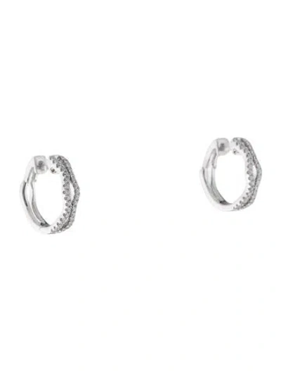 Pre-owned Earrings 14k Diamond Hoop  In Multi