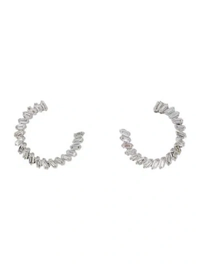 Pre-owned Earrings 14k Diamond Hoop  In Multi