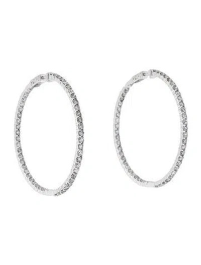 Pre-owned Earrings 14k Diamond Hoop  In Multi