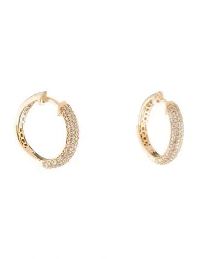 Pre-owned Earrings 14k Diamond Hoop  In Multi