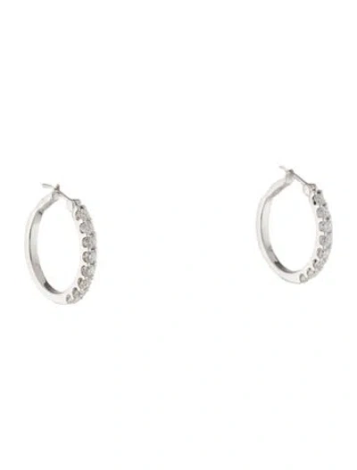 Pre-owned Earrings 14k Diamond Hoop  In Multi