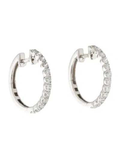 Pre-owned Earrings 14k Diamond Hoop  In Multi