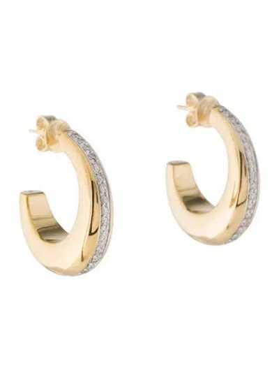Pre-owned Earrings 14k Diamond Hoop  In Multi