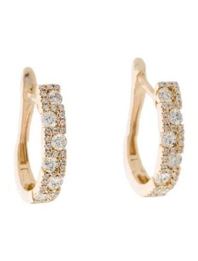 Pre-owned Earrings 14k Diamond Hoop  In Multi