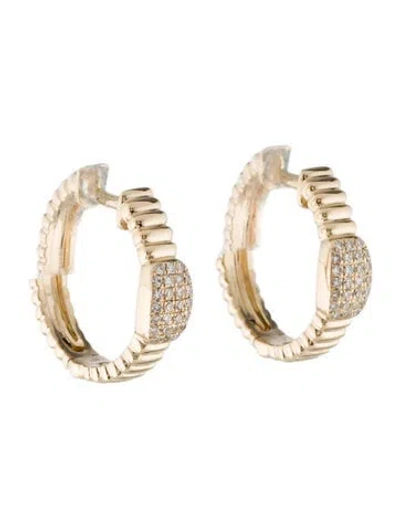 Pre-owned Earrings 14k Diamond Hoop  In Multi