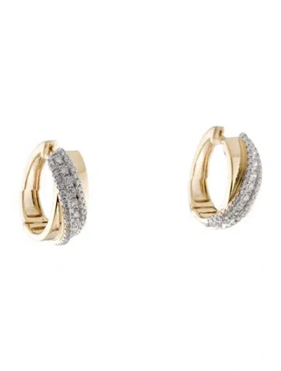 Pre-owned Earrings 14k Diamond Hoop  In Multi