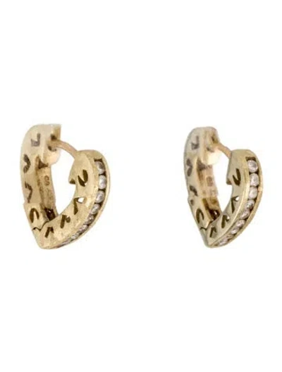 Pre-owned Earrings 14k Diamond Hoop  In Multi