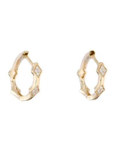 Pre-owned Earrings 14k Diamond Hoop  In Multi