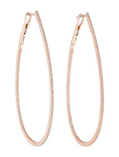 Pre-owned Earrings 14k Diamond Hoop  In Multi