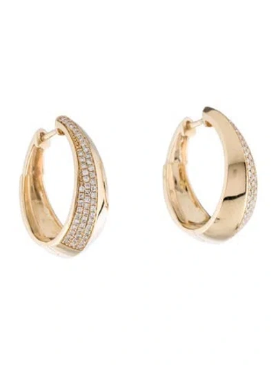 Pre-owned Earrings 14k Diamond Hoop  In Multi