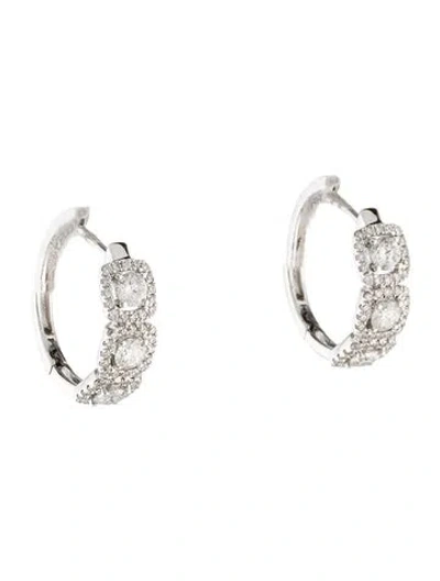 Pre-owned Earrings 14k Diamond Hoop  In Multi