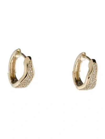 Pre-owned Earrings 14k Diamond Hoop  In Multi