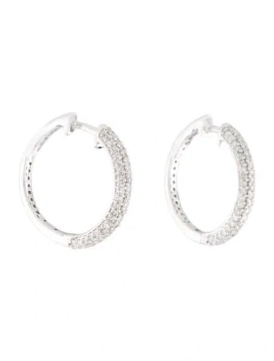 Pre-owned Earrings 14k Diamond Hoop  In Multi