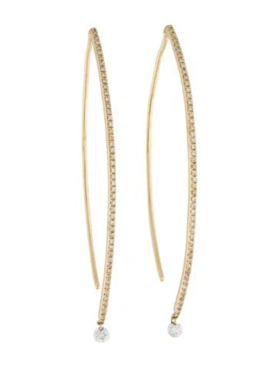 Pre-owned Earrings 14k Diamond Hoop  In Multi