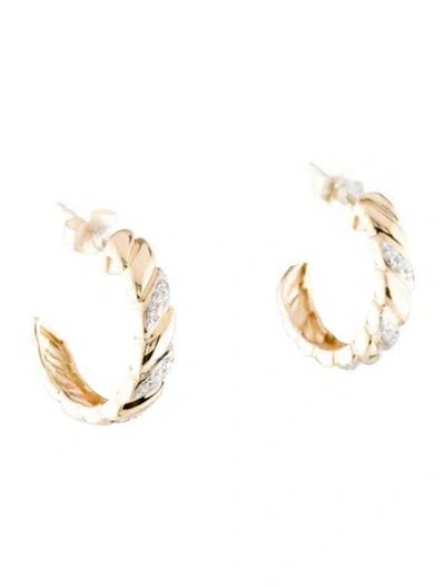 Pre-owned Earrings 14k Diamond Hoop  In Multi