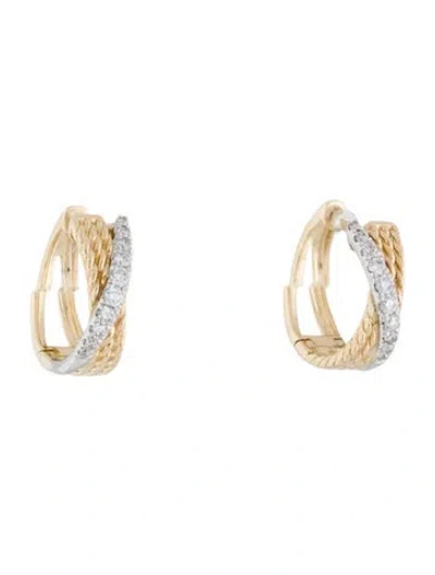 Pre-owned Earrings 14k Diamond Hoop  In Multi