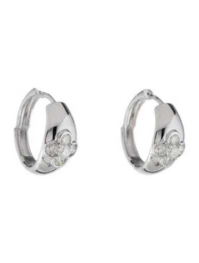 Pre-owned Earrings 14k Diamond Hoop  In Multi