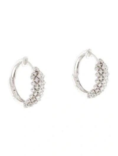 Pre-owned Earrings 14k Diamond Hoop  In Multi