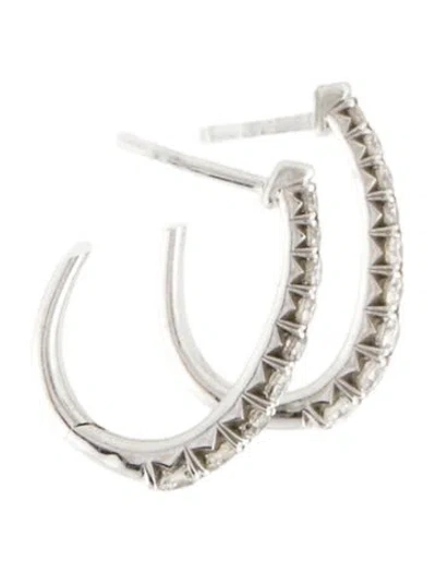 Pre-owned Earrings 14k Diamond Hoop  In Multi