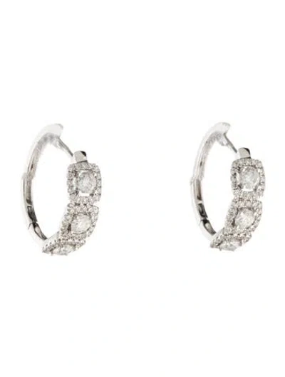 Pre-owned Earrings 14k Diamond Hoop  In Multi