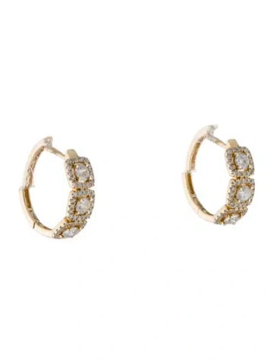 Pre-owned Earrings 14k Diamond Hoop  In Multi