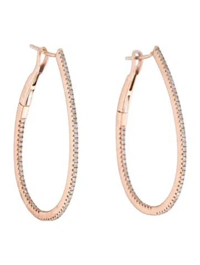 Pre-owned Earrings 14k Diamond Hoop  In Multi