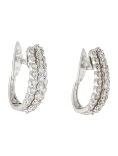 Pre-owned Earrings 14k Diamond Hoop  In Multi
