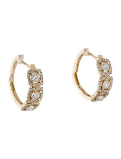 Pre-owned Earrings 14k Diamond Hoop  In Multi